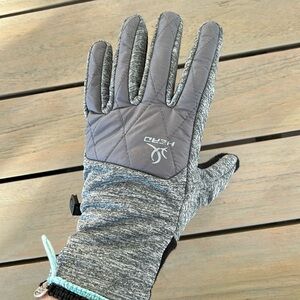 Head Gloves Black and Grey Quilted Stretch Fleece Lined Women’s Size Medium